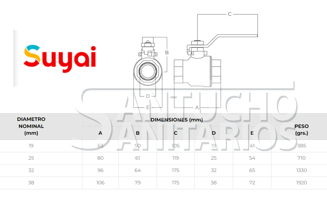 LLave paso total 1 1/2"- Suyai - Imagen 2